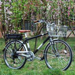 26" 6 Speed 250W 36V10.4AH Lithium Battery Retro Electric Bike for Men, Electric Bicycle, E bike with Reflective Rims