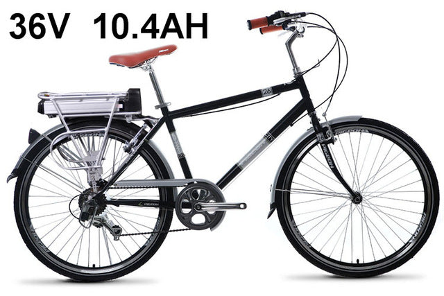 26" 6 Speed 250W 36V10.4AH Lithium Battery Retro Electric Bike for Men, Electric Bicycle, E bike with Reflective Rims