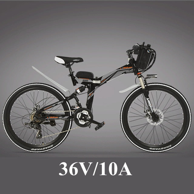 21 Speeds, 24 inches, 36/48V, 240W, High-carbon Steel Frame, Folding Electric Bicycle, Full Suspension, Disc Brake. E Bike.