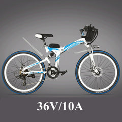 21 Speeds, 24 inches, 36/48V, 240W, High-carbon Steel Frame, Folding Electric Bicycle, Full Suspension, Disc Brake. E Bike.