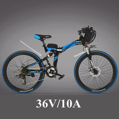 21 Speeds, 24 inches, 36/48V, 240W, High-carbon Steel Frame, Folding Electric Bicycle, Full Suspension, Disc Brake. E Bike.