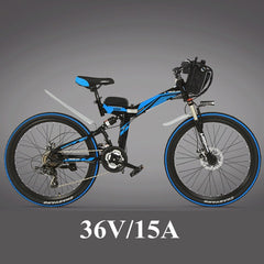 21 Speeds, 24 inches, 36/48V, 240W, High-carbon Steel Frame, Folding Electric Bicycle, Full Suspension, Disc Brake. E Bike.