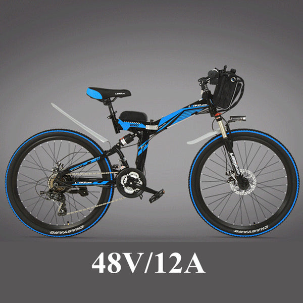 21 Speeds, 24 inches, 36/48V, 240W, High-carbon Steel Frame, Folding Electric Bicycle, Full Suspension, Disc Brake. E Bike.