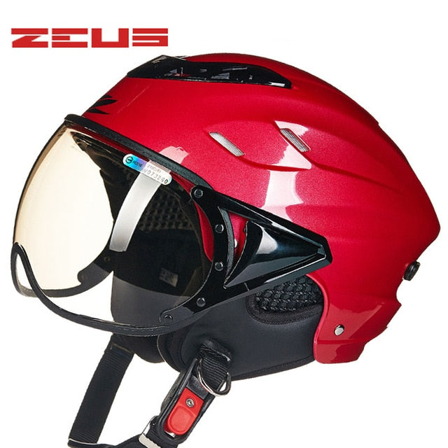 ZEUS Half Helmet,Electric Bicycle Helmet,Summer Motorcycle Helmet,Vintage Sctoor Half helmet with Anti UV lens