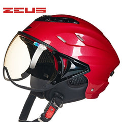 ZEUS Half Helmet,Electric Bicycle Helmet,Summer Motorcycle Helmet,Vintage Sctoor Half helmet with Anti UV lens