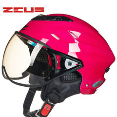 ZEUS Half Helmet,Electric Bicycle Helmet,Summer Motorcycle Helmet,Vintage Sctoor Half helmet with Anti UV lens