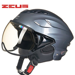 ZEUS Half Helmet,Electric Bicycle Helmet,Summer Motorcycle Helmet,Vintage Sctoor Half helmet with Anti UV lens