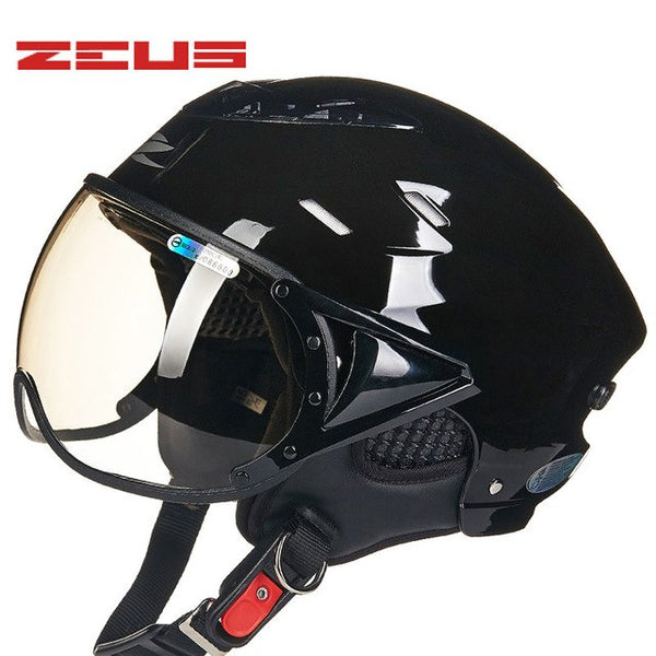 ZEUS Half Helmet,Electric Bicycle Helmet,Summer Motorcycle Helmet,Vintage Sctoor Half helmet with Anti UV lens