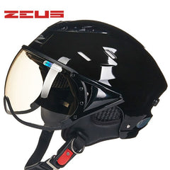 ZEUS Half Helmet,Electric Bicycle Helmet,Summer Motorcycle Helmet,Vintage Sctoor Half helmet with Anti UV lens