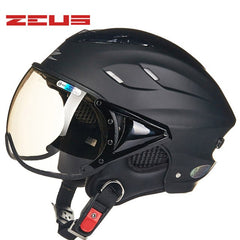 ZEUS Half Helmet,Electric Bicycle Helmet,Summer Motorcycle Helmet,Vintage Sctoor Half helmet with Anti UV lens