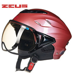 ZEUS Half Helmet,Electric Bicycle Helmet,Summer Motorcycle Helmet,Vintage Sctoor Half helmet with Anti UV lens