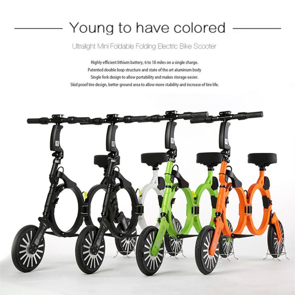 Ultralight Foldable Backpack E-bike Folding Electric Bike Scooter 2 Wheel Mini Smart Motor Skate Rechargeable Electric Bicycle