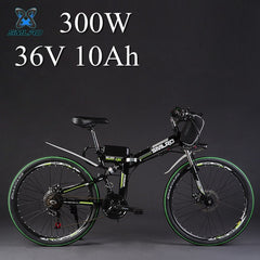 SMLRO 24" 36/48V 300/500W Folding Electric Bicycle, Electric Mountain Bike, High-carbon Steel MTB E Bike