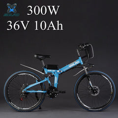 SMLRO 24" 36/48V 300/500W Folding Electric Bicycle, Electric Mountain Bike, High-carbon Steel MTB E Bike