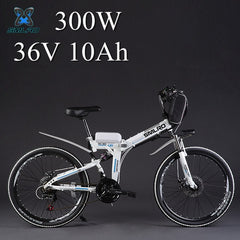 SMLRO 24" 36/48V 300/500W Folding Electric Bicycle, Electric Mountain Bike, High-carbon Steel MTB E Bike