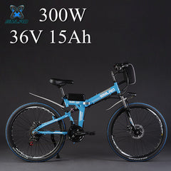 SMLRO 24" 36/48V 300/500W Folding Electric Bicycle, Electric Mountain Bike, High-carbon Steel MTB E Bike