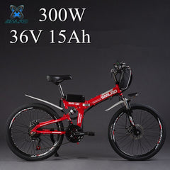 SMLRO 24" 36/48V 300/500W Folding Electric Bicycle, Electric Mountain Bike, High-carbon Steel MTB E Bike