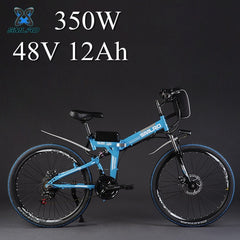 SMLRO 24" 36/48V 300/500W Folding Electric Bicycle, Electric Mountain Bike, High-carbon Steel MTB E Bike