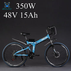 SMLRO 24" 36/48V 300/500W Folding Electric Bicycle, Electric Mountain Bike, High-carbon Steel MTB E Bike