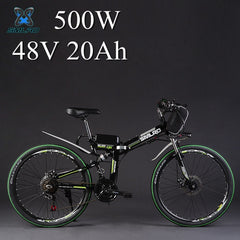 SMLRO 24" 36/48V 300/500W Folding Electric Bicycle, Electric Mountain Bike, High-carbon Steel MTB E Bike