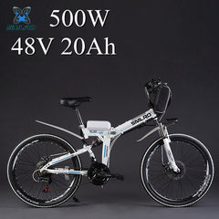 SMLRO 24" 36/48V 300/500W Folding Electric Bicycle, Electric Mountain Bike, High-carbon Steel MTB E Bike
