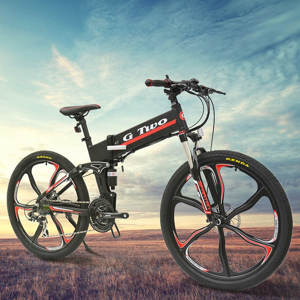 21 Speed, 26 inches, 48V/7.8AH, Hidden Lithium Battery Electric Folding Bike, Suspension, Aluminum Alloy, Mountain Bike.