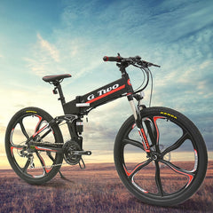 21 Speed, 26 inches, 48V/7.8AH, Hidden Lithium Battery Electric Folding Bike, Suspension, Aluminum Alloy, Mountain Bike.