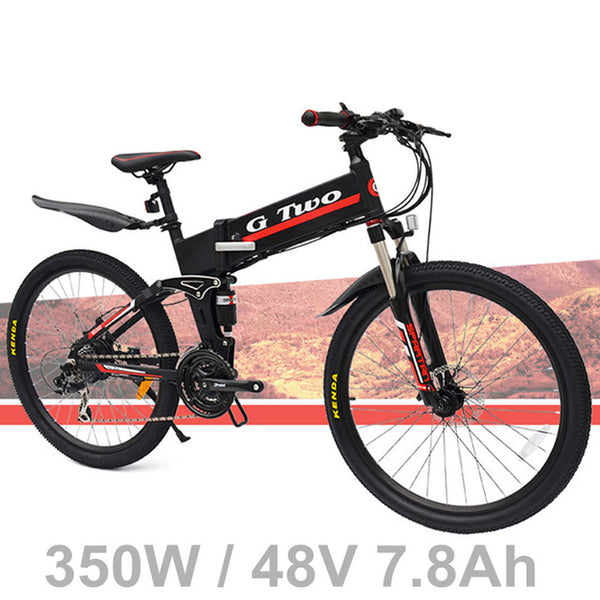 21 Speed, 26 inches, 48V/7.8AH, Hidden Lithium Battery Electric Folding Bike, Suspension, Aluminum Alloy, Mountain Bike.