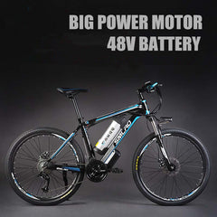 24 Inches 48V Lithium Battery 500 Watts Electric MTB E Bike, 27 Speed Electric Bicycle,adopt Oil Disc Brakes,Suspension Fork