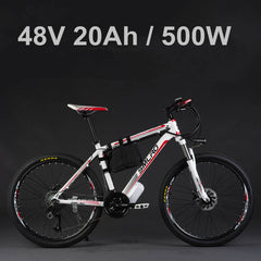 24 Inches 48V Lithium Battery 500 Watts Electric MTB E Bike, 27 Speed Electric Bicycle,adopt Oil Disc Brakes,Suspension Fork