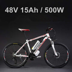 24 Inches 48V Lithium Battery 500 Watts Electric MTB E Bike, 27 Speed Electric Bicycle,adopt Oil Disc Brakes,Suspension Fork