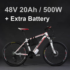 24 Inches 48V Lithium Battery 500 Watts Electric MTB E Bike, 27 Speed Electric Bicycle,adopt Oil Disc Brakes,Suspension Fork