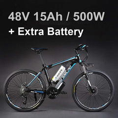 24 Inches 48V Lithium Battery 500 Watts Electric MTB E Bike, 27 Speed Electric Bicycle,adopt Oil Disc Brakes,Suspension Fork