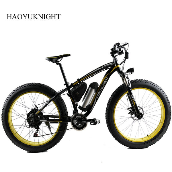 HAOYU KNIGHT Electric Bike Powerful Fat Tire Electric Mountain Bike 48V 10AH 500W Beach Cruiser 21 Speed Electric Snow Bicycle