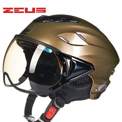ZEUS Half Helmet,Electric Bicycle Helmet,Summer Motorcycle Helmet,Vintage Sctoor Half helmet with Anti UV lens