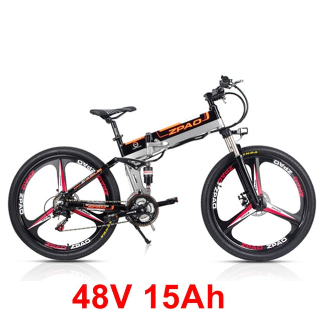 21 Speed, 26 inches, 48V/15A, 350W, Folding Electric Bicycle, Mountain Bike, Lithium Battery, Aluminum Alloy Frame, Disc Brake.