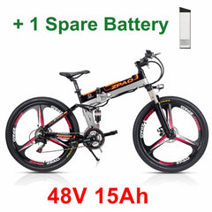 21 Speed, 26 inches, 48V/15A, 350W, Folding Electric Bicycle, Mountain Bike, Lithium Battery, Aluminum Alloy Frame, Disc Brake.