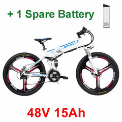 21 Speed, 26 inches, 48V/15A, 350W, Folding Electric Bicycle, Mountain Bike, Lithium Battery, Aluminum Alloy Frame, Disc Brake.