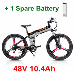21 Speed, 26 inches, 48V/15A, 350W, Folding Electric Bicycle, Mountain Bike, Lithium Battery, Aluminum Alloy Frame, Disc Brake.