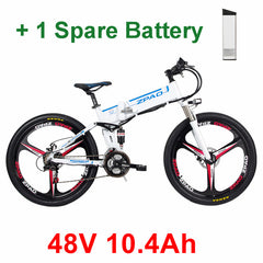 21 Speed, 26 inches, 48V/15A, 350W, Folding Electric Bicycle, Mountain Bike, Lithium Battery, Aluminum Alloy Frame, Disc Brake.