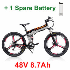 21 Speed, 26 inches, 48V/15A, 350W, Folding Electric Bicycle, Mountain Bike, Lithium Battery, Aluminum Alloy Frame, Disc Brake.