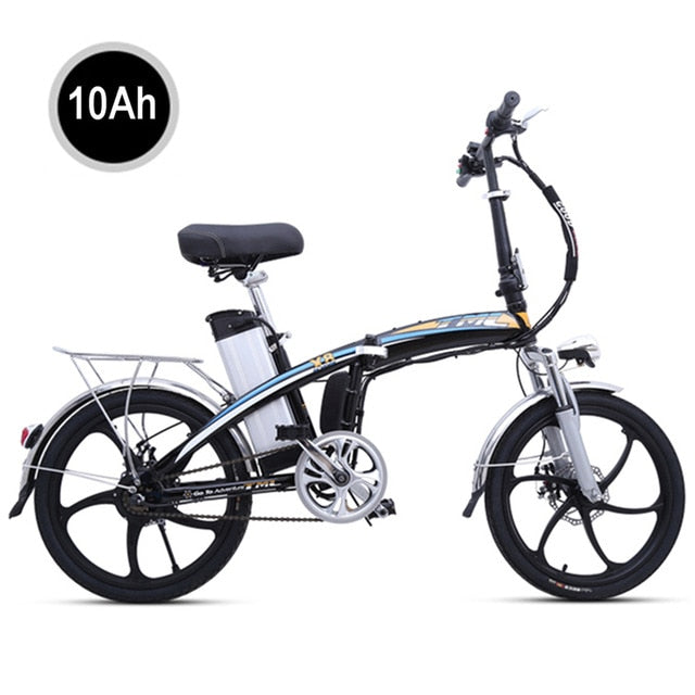 Quick Folding Electric Bike Electric Bicycle, 20 inch 48V/250W Big Lithium Battery Folding Bike With 2 Seats e Bike