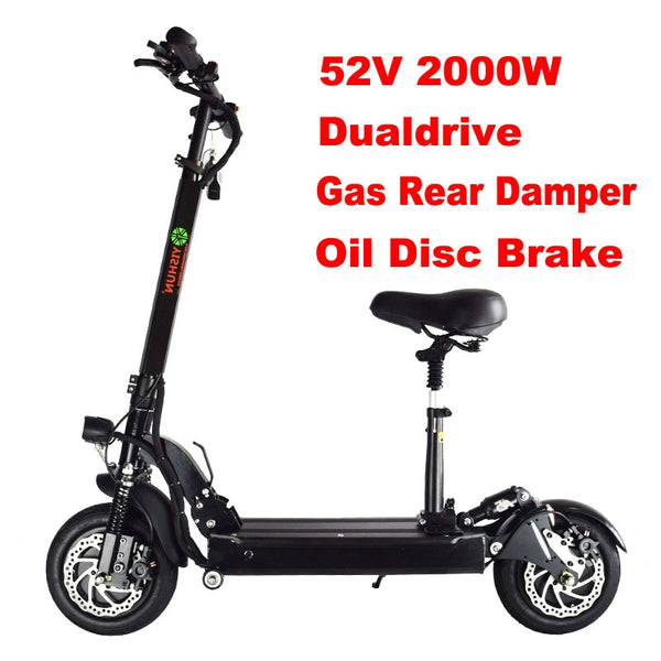 52V Double Drive COOL model 2000W motor powerful electric scooter electic bicycle bike skateboard with seat