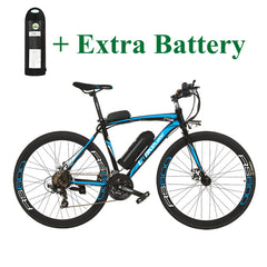 RS600 Powerflu Electric Bike, 36V 10/20Ah Battery E Bike,700C Road Bicycle, Both Disc Brake, Aluminum Alloy Frame, Mountain Bike