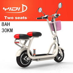 YIDI 2 seats 48V 500w/580w 10 inch electric scooter folding bike MINI two-wheel lithium battery city scooter