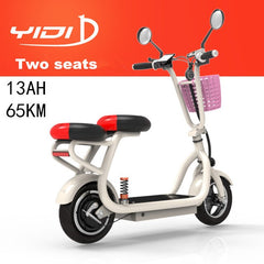 YIDI 2 seats 48V 500w/580w 10 inch electric scooter folding bike MINI two-wheel lithium battery city scooter