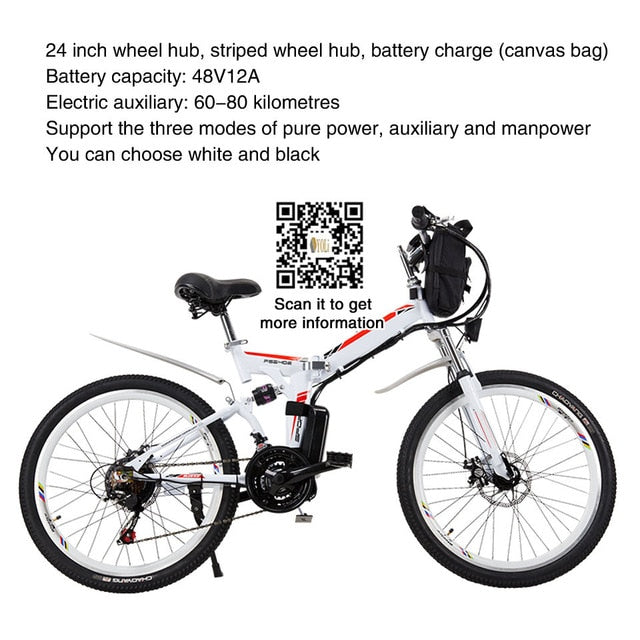 24 inch  48V folding e bike Foldable electric bike for sale, strong power 18A 15A 12A 8A