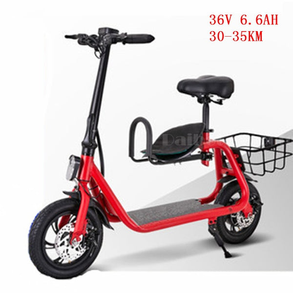 Daibot Adult Electric Scooter Car Two Wheel Electric Scooters With Child Seat 12 Inch 350W 36V Portable Electric Bike Two Seater