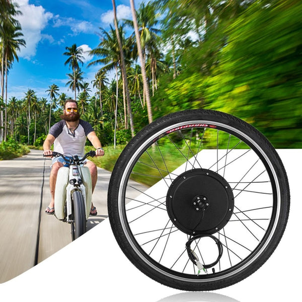 1000W Electric E Bike Conversion Kit 26" Front Wheel Motor Bicycle Hub 48V Aluminum Alloy Tool Kit Crank Speed Sensor