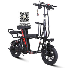 12 inch 2.5cm tire electric bicycle  48V 20A Lithium Battery bike 3 seat for family children electrical  e bikes